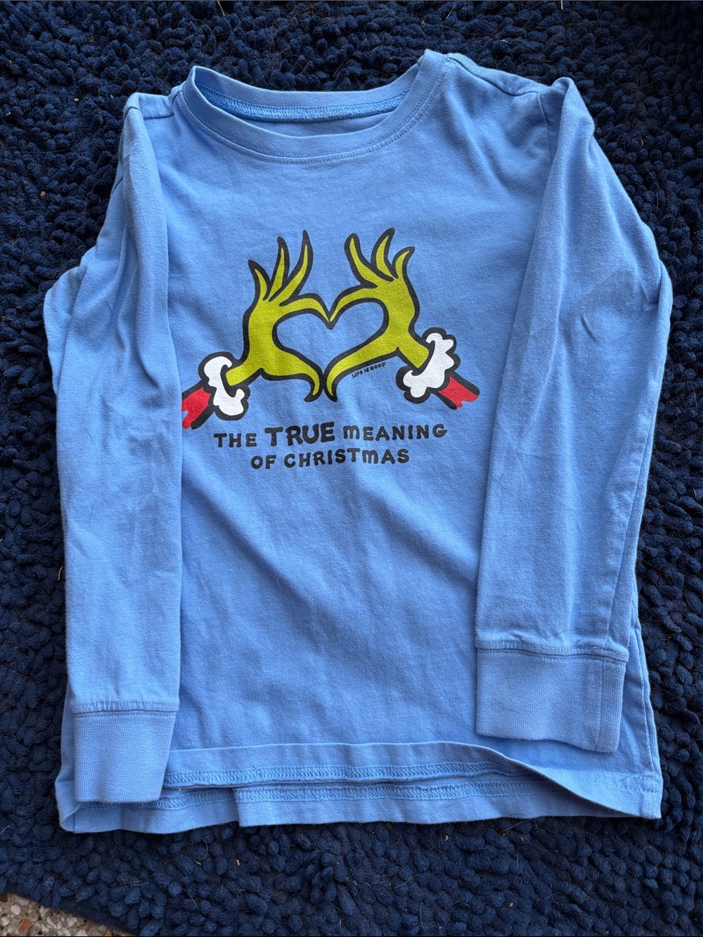 Life Is Good - Light Blue Long-Sleeve Kids Christmas Graphic Tee
